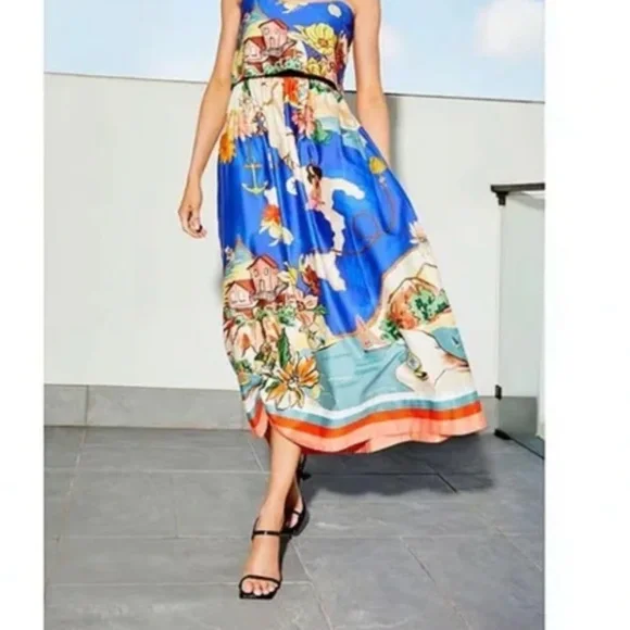 Antonio Melani Evie Woven Ocean Print High Rise A-Line Coordinating Skirt sz 6 - Picture 3 of 7